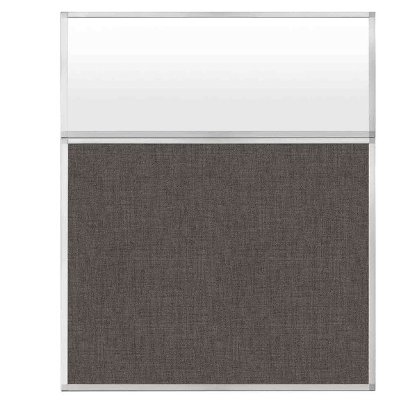 Hush Panel Configurable Cubicle Partition 5' x 6' W/ Window Mocha Fabric Frosted Window